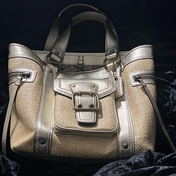 Coach Gold Canvas Tote - Picture 1 of 16